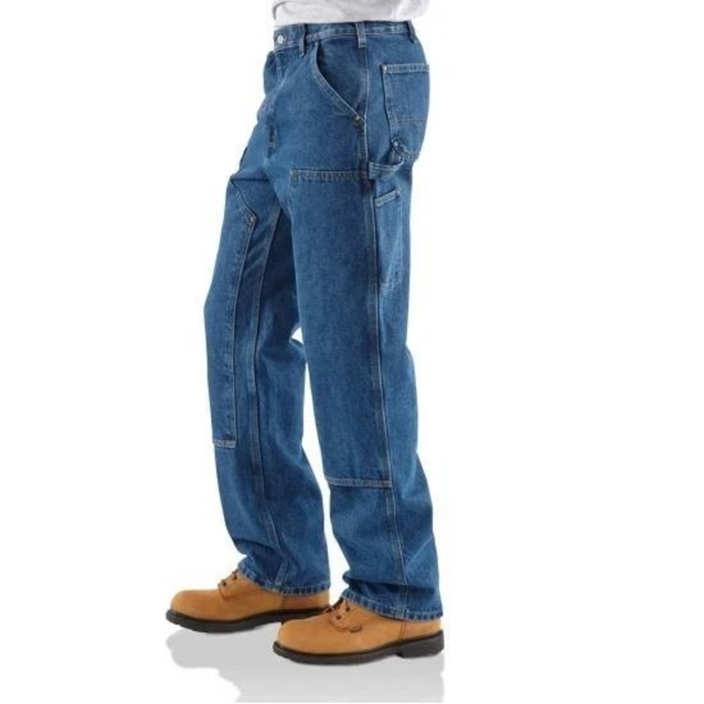 NWT Carhartt B73-DST Double Front Work Jeans Mens 46x32 Loose Fit Blue Denim
